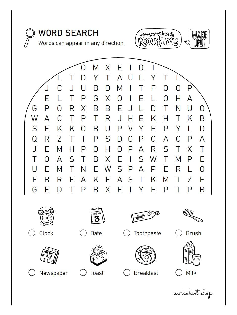 Daily Routine Word Match Game 